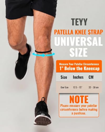 teyy 2PCS Patellar Tendon Support Strap for Knee Pain Relief (Black) - color: Black