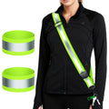 Reflective Walking Gear at Night, High Visibility Safety Reflective Sash Belt and 2-Pack Armband Set, Night Running Safety Gear for Women Men Kids - color: Green