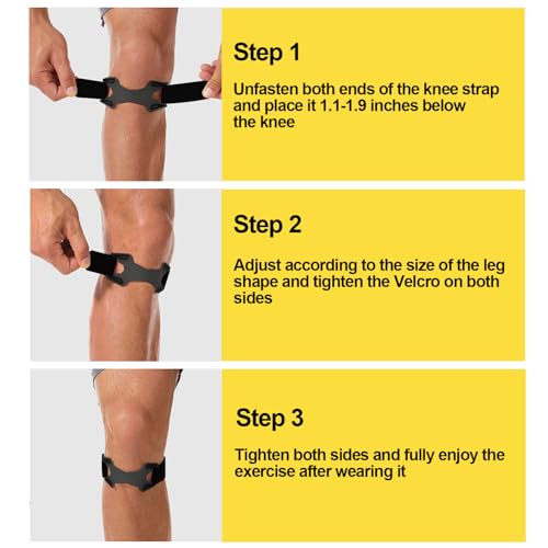 2 Pack Patellar Tendon Support Strap,Adjustable Silicone Patella Knee Strap for Knee Pain Relief,Knee Bands for Basketball, Tendonitis, Running, Tennis, Jumpers, Squats(Black) - color: Black