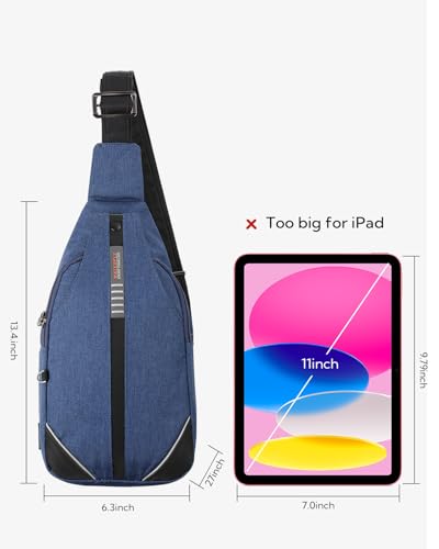 WATERFLY Mini Crossbody Sling Backpack Anti Theft Backpack for Traveling Chest Shoulder Bag - color: Dark Blue (Small)