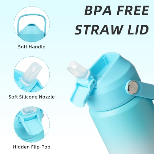 BJPKPK 12oz Insulated Water Bottle, Stainless Steel Bottle with Straw Lid - color: Sea Salt, size: 12 Ounces