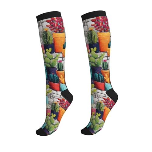 Compression Socks Circulation 15-20 Mmhg Knee High - color: Colored Cactus