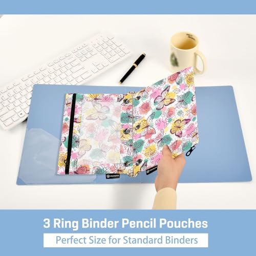 Butterfly Pencil Pouches for 3 Ring Binder 2 Pack - color: Butterfly