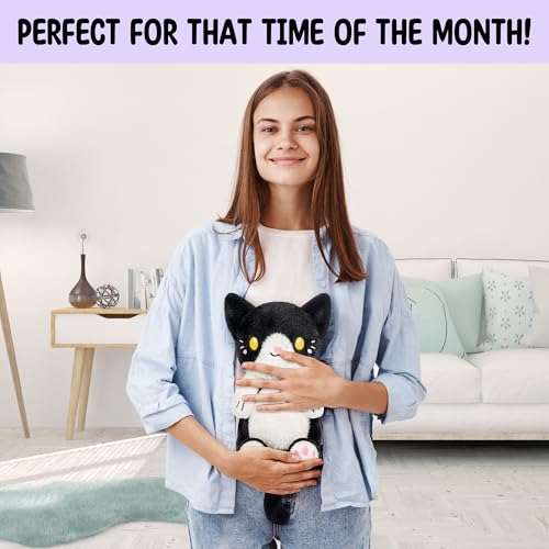 Tuxedo Cat Microwavable 1.5 lbs Unscented Heating Pad for Women and Kids- Cute Soft Cozy Pillow Plush Heatable Warm Stuffed Animals - Kawaii Hot and Cold Plushie - Tuxedo Cat Gifts for Girls and Women - color: Tuxedo Cat