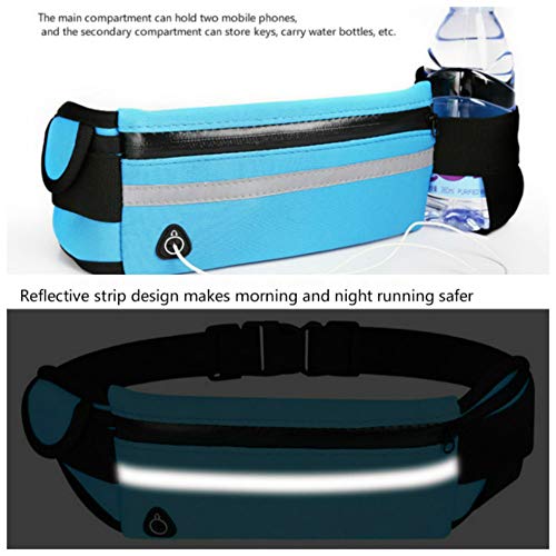 QWEQWE Running Belt with Water Bottle Holder,Sweatproof and Waterproof, Sports Fanny Pack with Holder, Machine Washable,Can Hold Cash Keys Cards Phone(Black) Large