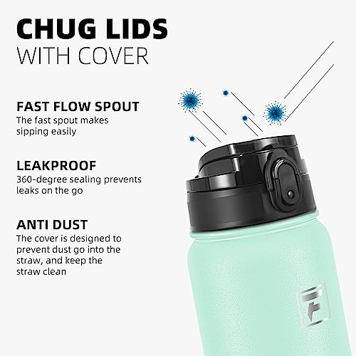 Fanhaw 32oz Stainless Steel Water Bottle with Chug Lid, Green Pink - color: Green Pink, style: 32 Ounces