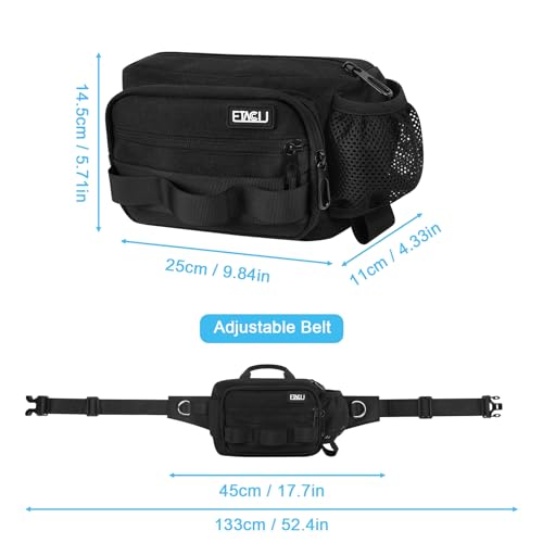 ETACCU Hands Free Dog Leash with Zipper Pouch, Waist Belt for Large Medium 2 Dogs for Running, Walking, Jogging and Hiking, Dual Padded Handles and Durable Bungee - Black (2 Dog) - color: 2 Dog Black