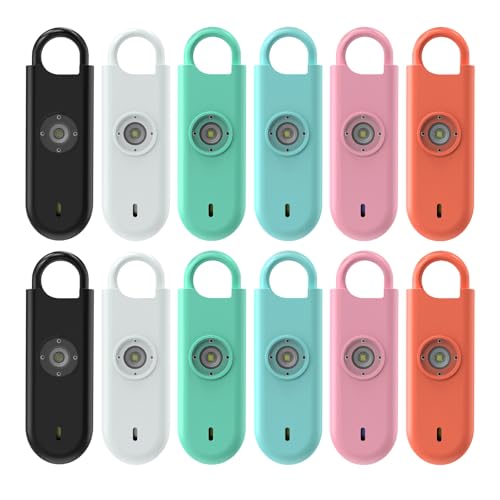 Fauxomor 140dB Personal Safety Alarm for Women 12pack Self Defense Keychain - color: 2Set-6 Colors