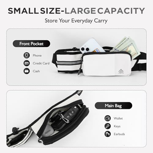 Fanny Pack for Women Men with Water Bottle Holder,Waist Bag for Hiking,Travel,Running,Dog Walking,Workout,Cycling (White) - color: White