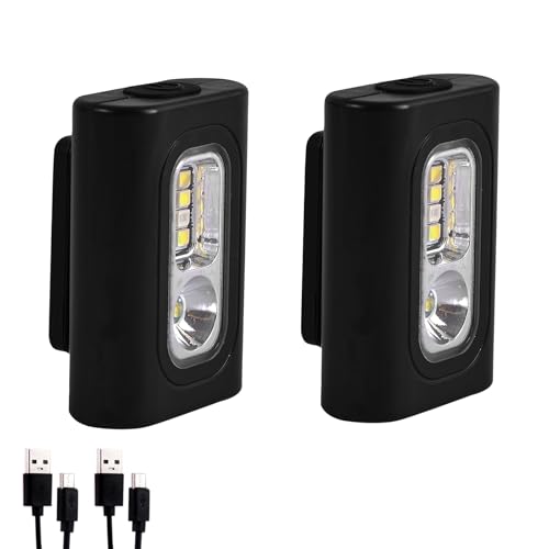 RAHAN Clip on Running Light, 2Pack Magnetic Clip on Light for Runners with 6 Lighting Modes, Rechargeable Reflective Running Gear for Runners Night Walking Hiking Camping (Black) - color: Black-2