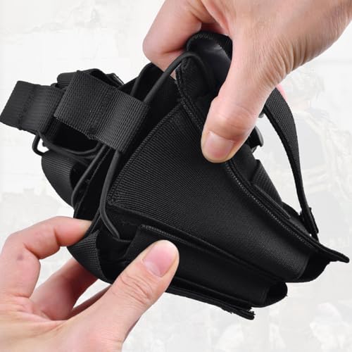 Azarxis Tactical Mini Belt Pouches, Multi-Purpose Small Battery Case Compact Utility EDC Card Slot Holder Waist Bags Military Molle Pack Sundries Storage Pack - color: #04 Black - Pistol Mag Pouch - 3 Pockets