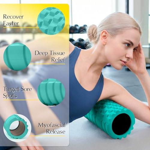 Foam Roller, Multi Density Patented Massage Roller for Deep Tissue - color: Aqua