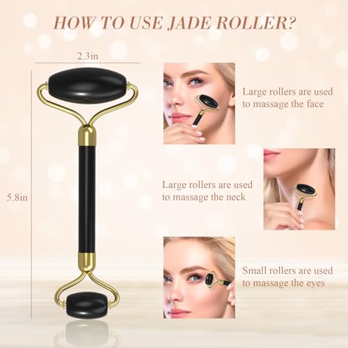 Gua Sha and Jade Roller Sets for Women Men Home Spa Stone Facial Guasha Jade Face Roller Massage Tool Set & Facial Skincare Tools Polished Stone Spa Gift - color: Yellow