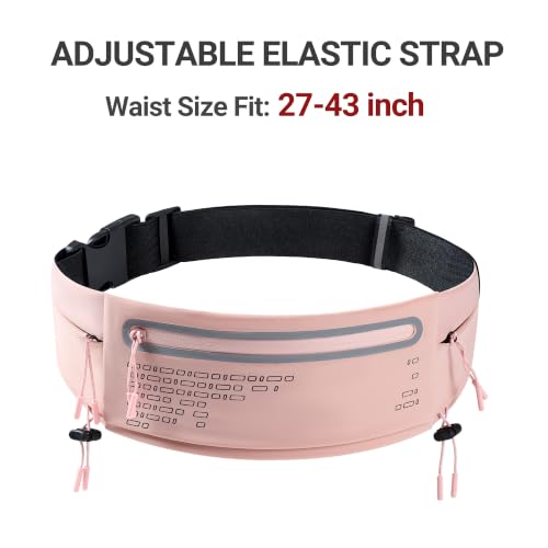 Running Belt Fanny Pack Men Women, Slim No-Bounce Waterproof Phone Holder - color: Pink