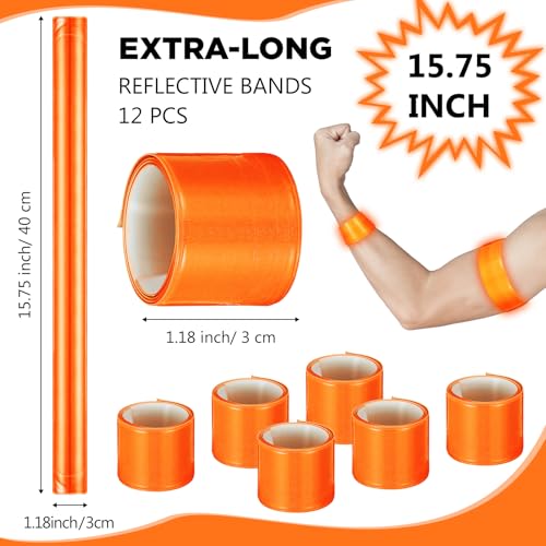 Halloscume Pcs Reflective Arm Snap Band 15.75 in Slap Bracelet - color: Orange