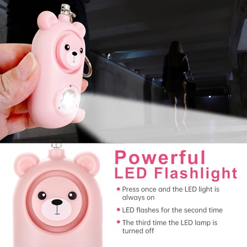 Personal Alarm for Women – 130dB Loud Rechargeable with Led Strobe Light, Self Defense Safety Alarm Keychain for Kids Elderly, Safe Sound Emergency Siren in Danger - color: Pink