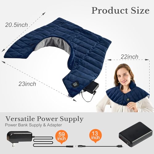 Portable Cordless Heating Pad for Neck and Shoulders Back, 15000mAh Battery