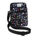 KAMO Multifunction Phone Waist Bag - One Shoulder Diagonal Cross Smart Case - Triple Zip Hipster Crossbody Purse for Women & Men - Outdoor - color: Black-Mixed flowers