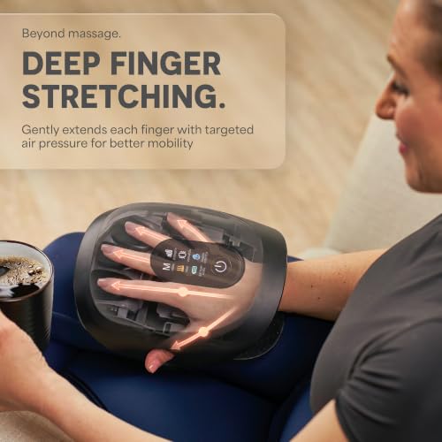 Lifepro DualThera Hand Massager – Finger Stretching, Heat & Compression - color: Black