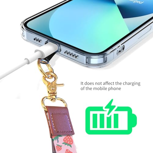 Cell Phone Lanyard Adjustable Crossbody Strap, Cute Phone Neck Wristlet Wrist Strap Patch for Keys Case Accessories - color: Pink Red Strawberry