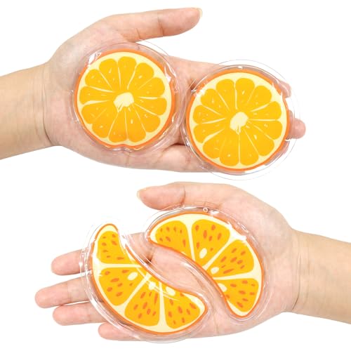 4PCS Gel Eye Ice Pack Set Reusable, Cold and Hot Compress for Eyes - color: Oranges