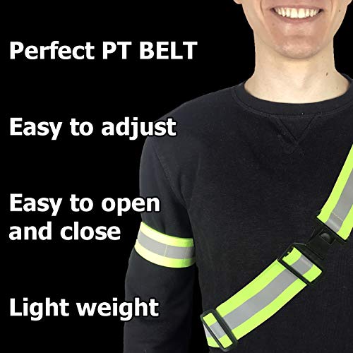 Reflective Belt for Running Army PT Belt Reflective Running Gear - color: Green Belt + 2 Bands