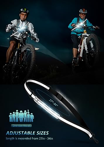 Ylzzrs LED Reflective Belt Sash Walking Gear,Safety Lights for Walkers at Night,High Visibility Safety Rechargeable Reflective Running Gear for Men Women Kids Night Dog Walking Gear - color: Black