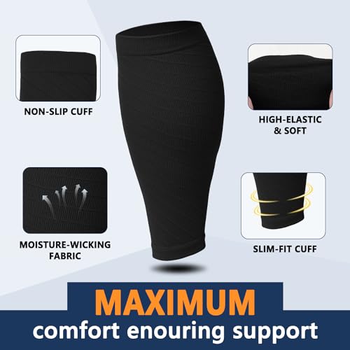 CTHH Calf Compression Sleeve for Men & Women Footless Compression Socks - color: Black