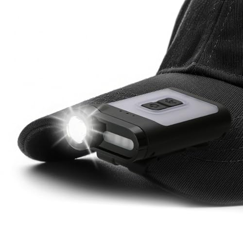 Claymore Capon 65A+ Black Ultra-Light Clip-On Cap Light – USB-C Rechargeable 230LM LED Compact Headlamp | 3 Modes IP54 Water-Resistant Up to 19 Hrs Runtime for Camping, Running, Outdoor - color: 65A+ (Black)