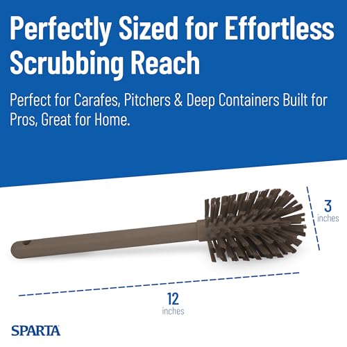 SPARTA Large Water Bottle Brush Ideal for Wide-Mouth Jars, Bottles and Tumblers, Dishwashing Tool with Handle for Home and Commercial Kitchens, Plastic, 12 Inches, Brown - color: White