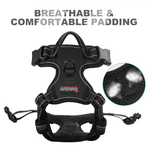 BARKBAY Dog Harness No Pull for Small Sized Dog Front Back Clips,Dog Vest - color: Black, size: X-Small(Chest:15.5-19.5”)