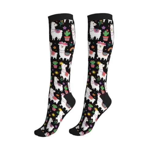 Compression Socks Knee High Circulation Support Socks For Women Men Athletic Running Hiking Cycling - color: Alpaca