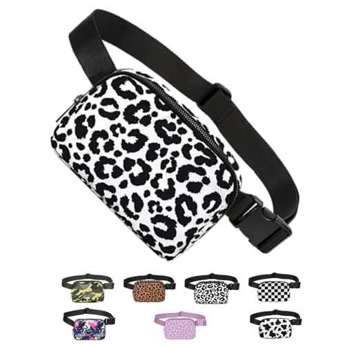 Tapp Collections Unisex Mini Crossbody Belt Bag with Adjustable Strap Small Waist Pouch for Workout Running Traveling Hiking - A Pattern / Leopard White - color: A Pattern / Leopard White