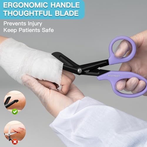 RISEMART 2 Pack Trauma Shears 7.5 Inches Stainless Steel Bandage Scissors - color: Pink+purple