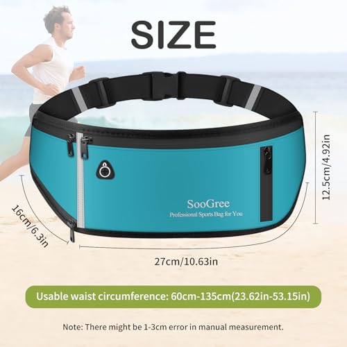 SooGree Slim Running Belt Fanny Pack, Resistant Waist Pack Money Belt Bag for Hiking Cycling Workout, Gym Phone Holder with Adjustable Strap (Blue) - color: Blue