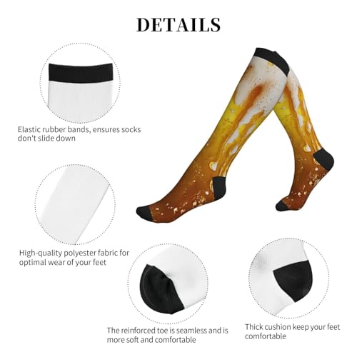 Compression Socks Knee High Support Socks Women Circulation Stockings for Athletic Running Cycling Flying - color: Beer