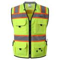 JKSafety Hi-Vis Unisex Surveyor Safety Vest Heavy Duty PPE Inner Pockets ANSI/ISEA Compliant - color: 188-yellow, size: Small