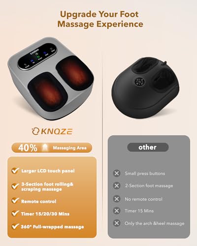 KNQZE Shiatsu Foot Massager with Heat & Compression, LCD Touch Panel, FSA - color: Gray