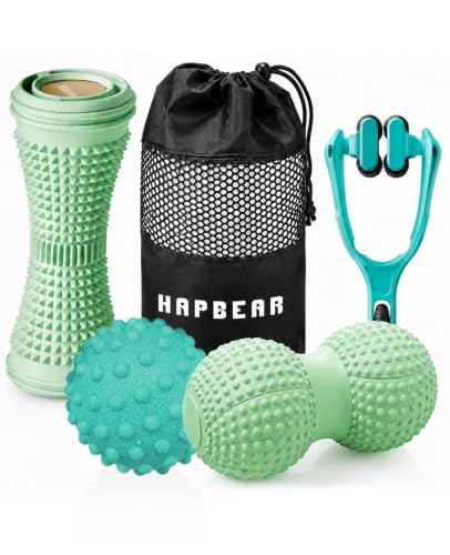 HAPBEAR Massage Ball Set 4 PC, Plantar Fasciitis Relief, with Storage Bag