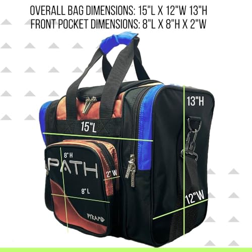 Pyramid Path Pro Deluxe Single Bowling Ball Tote - Holds One Ball, One Pair Shoes Up to Mens 15 - color: Orange/Royal Blue