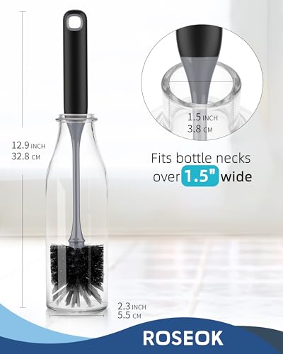 ROSEOK Bottle Brush, Water Bottle Brush, Flexible Bottle Brush, Cup Cleaner - color: Black