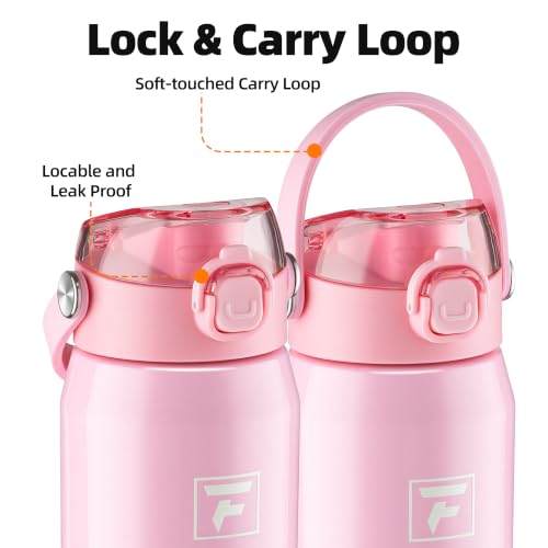 Fanhaw 24oz Stainless Steel Water Bottle with 2-in-1 Lid, Pink - color: Pink