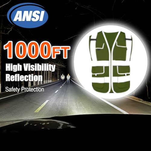 HYCOPROT High Visibility Safety Vest Hi Vis Reflective Construction Vests with Pockets for Men Women,Meets ANSI/ISEA Standard - color: Yellow, size: 4X-Large