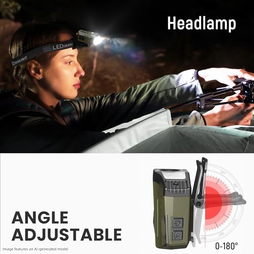 Hopedone 2-in-1 Rechargeable Headlamp & Hat Light, 800LM Clip-On Cap Light - color: Forest Green