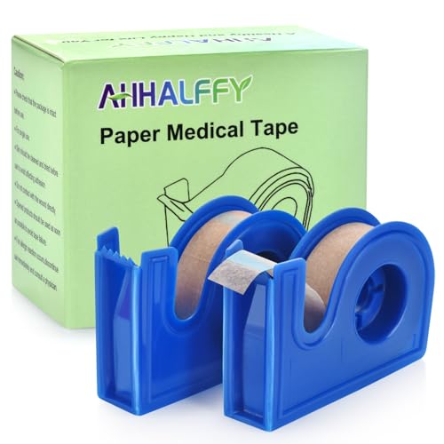 Medical Tape with Dispenser Paper Tape Medical 0.5 inch x 10yd Sensitive Skin Micropore Tape Breathable for Wound Care Nose Tape for Rhinoplasty Shaping(2 Rolls Nose Tape + 2 Dispensers Included) - color: Beige:0.5 Inch X 9.14m