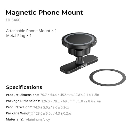 SMALLRIG Magnetic Phone Mount Gym for iPhone 17/16/15/14/13 Series, Adjustable Phone Holder Gym for Huawei, for Samsung, for Xiaomi, Double-Sided Magnetic Design - 5460 - style: Magnetic Connection