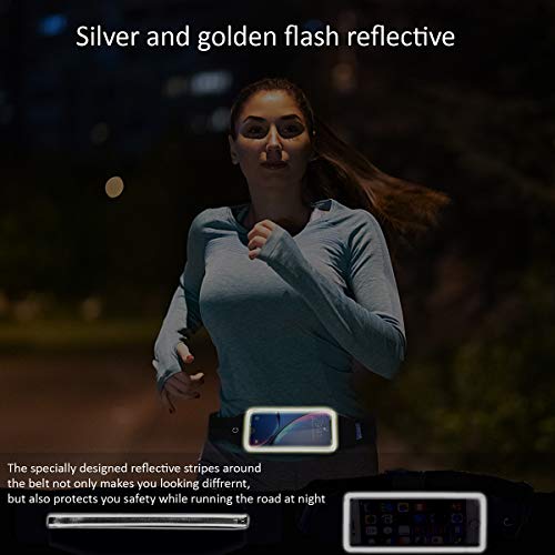 Running Belt,Fanny Pack Fits Phones UP to 6.5" for Women Men,Black and Pink - color: Black