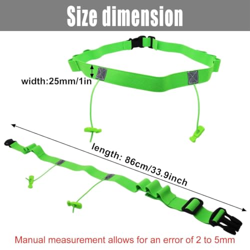 2Pcs Race Number Belt Triathlon Race Belt Running Bib Belts with 6 Energy Gel Loops for Triathalon Marathon Running and Cycling (Black/Green) - color: Black&green