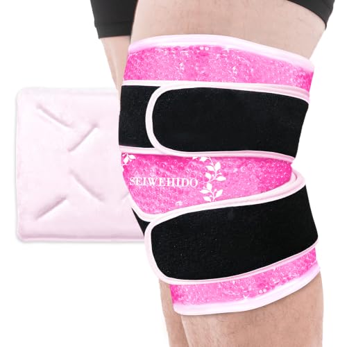 Knee Ice Pack Wrap for Pain Relief, Reusable Gel Cold Compress Therapy Pink - color: Pink-1 Pack