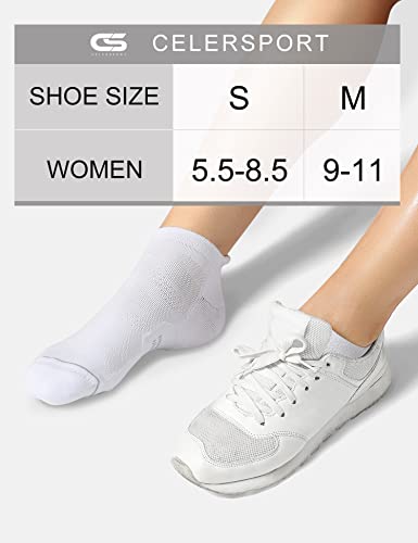 CS CELERSPORT 6 Pack Women's Ankle Running Socks Cushioned Low Cut Tab Athletic Socks - color: White, size: Small